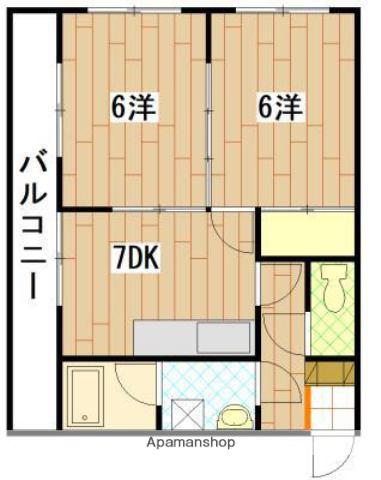 房尾本店三篠ビル(2DK/3階)の間取り写真