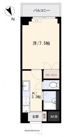 メルクマール御幸橋(1K/2階)の間取り写真