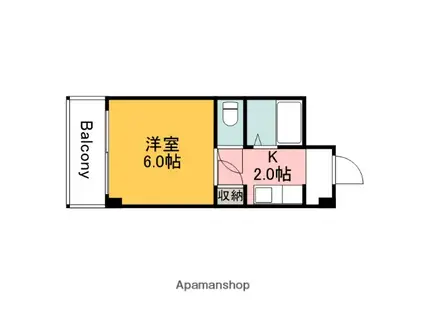 ファミール牛田(ワンルーム/2階)の間取り写真