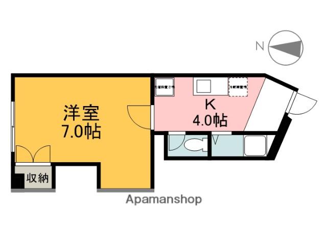 岩見ビル(1K/3階)の間取り写真