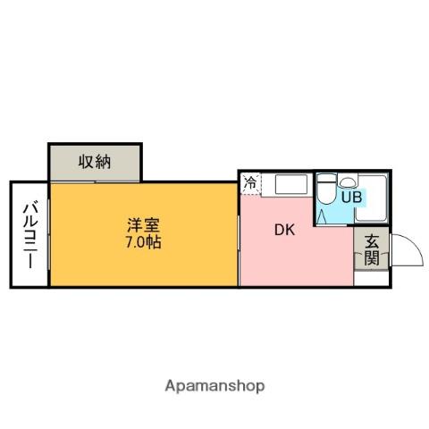 ウィング牛田(1K/1階)の間取り写真