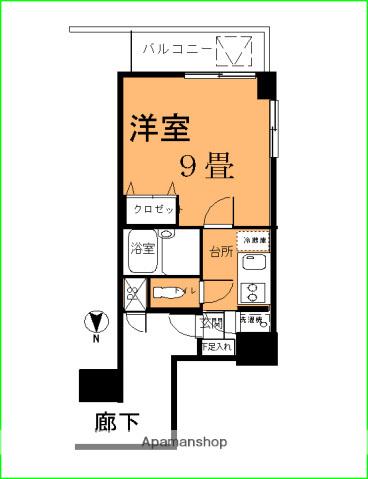 ラントハウス幟町(1K/4階)の間取り写真