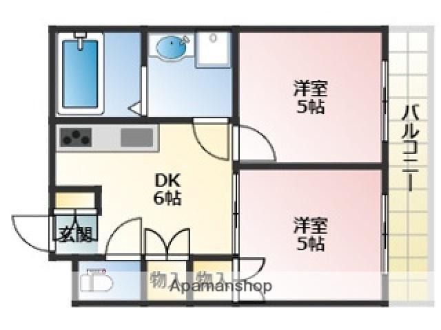 ラックビル舟入幸町(2DK/6階)の間取り写真