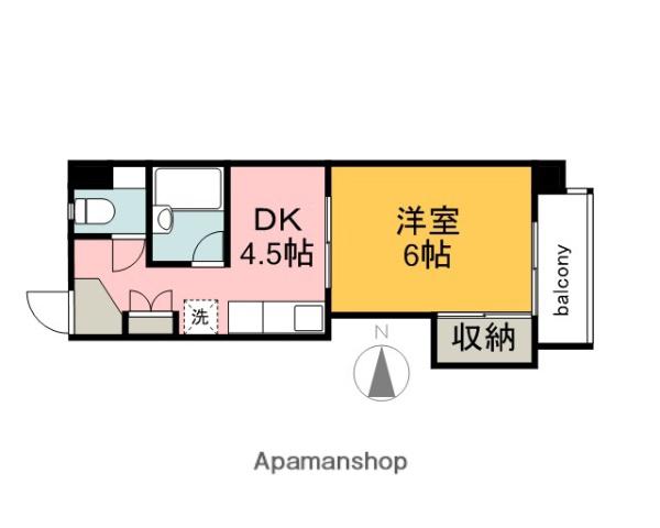 英数学館ビル(1DK/4階)の間取り写真