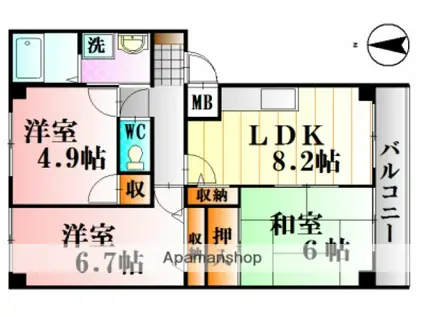 フィネス西田(3DK/1階)の間取り写真