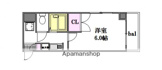 ウエストサイドアベニュー(1K/4階)の間取り写真