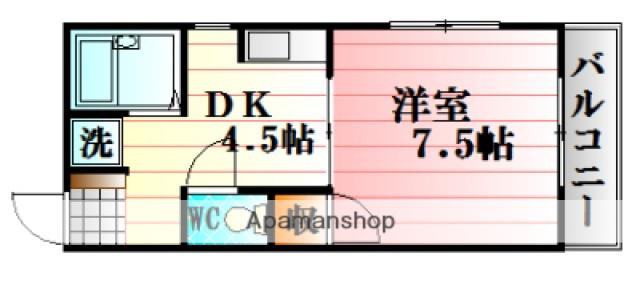 プロスパーヤマモト(1DK/1階)の間取り写真