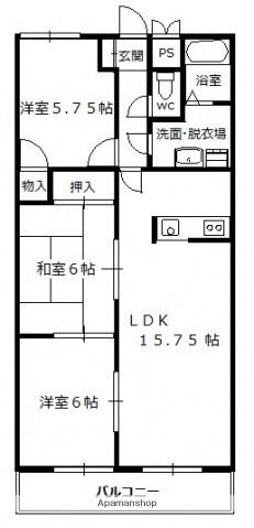コーポ末田(3LDK/2階)の間取り写真
