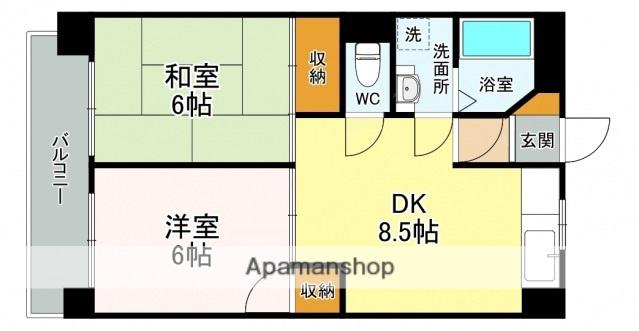 ヴィラ城山(2DK/2階)の間取り写真