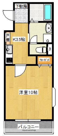 カサグランデⅡ(1K/2階)の間取り写真