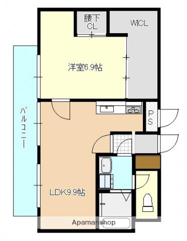 ノーブル平和大通(1LDK/9階)の間取り写真