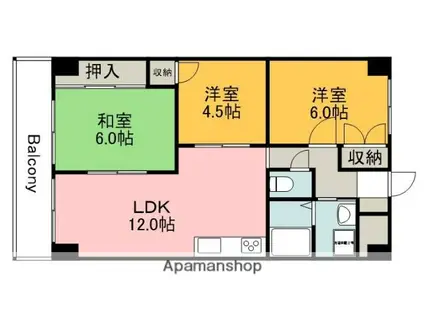 第3吉川ビル(3LDK/2階)の間取り写真