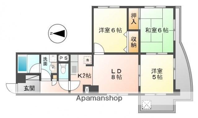 松川ビル(3LDK/4階)の間取り写真