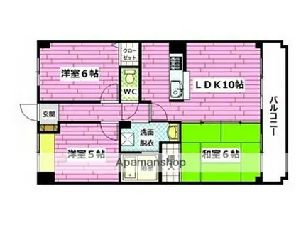 ロイヤルハイツシモダ(3LDK/4階)の間取り写真