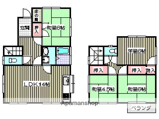 広島電鉄宮島線 商工センター入口駅 徒歩5分 2階建 築42年(4LDK)の間取り写真