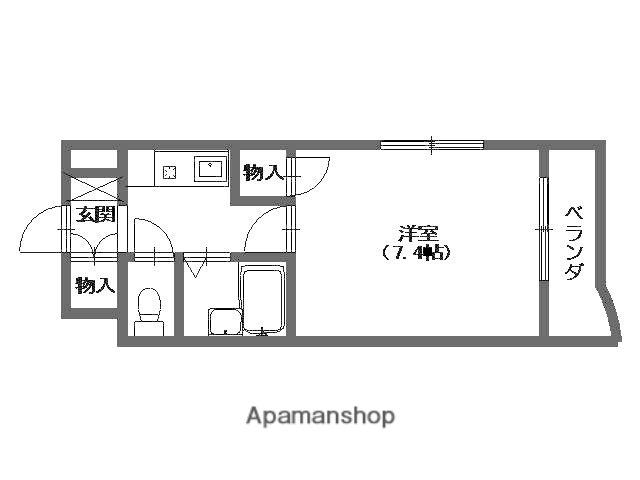 ソレーユ西山(1K/2階)の間取り写真
