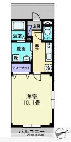 フォブール銀河Ⅱ(1K/1階)の間取り写真