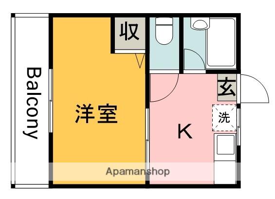 ブルックハウス(1DK/1階)の間取り写真