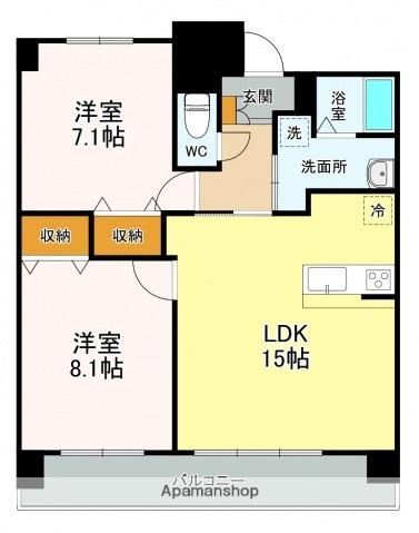 クレールコートタジマ(2LDK/7階)の間取り写真