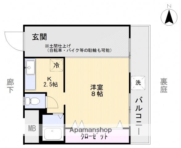 松村ビル(ワンルーム/1階)の間取り写真