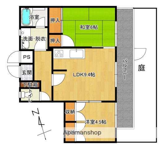 ライオンズマンション楠木(2LDK/1階)の間取り写真