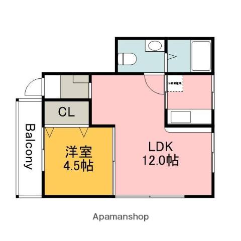 笹原ビル(1LDK/2階)の間取り写真