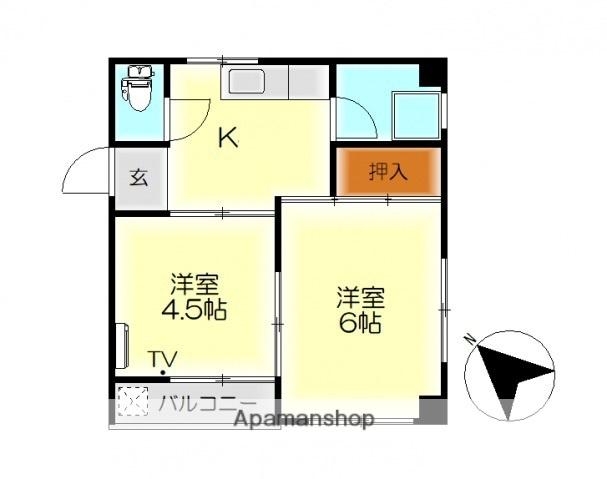 近江ビル(2K/4階)の間取り写真