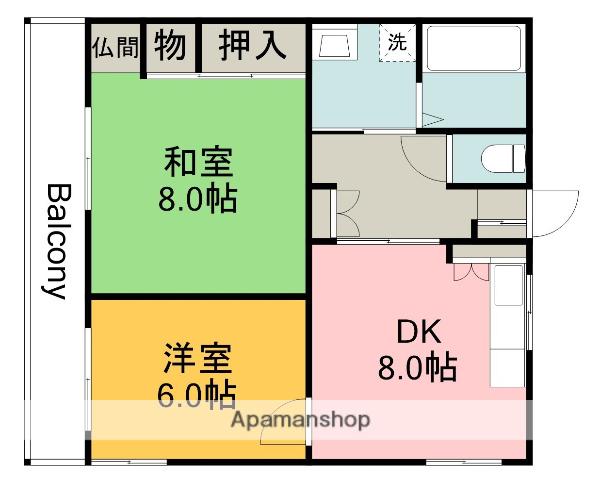 中本マンション(2DK/1階)の間取り写真