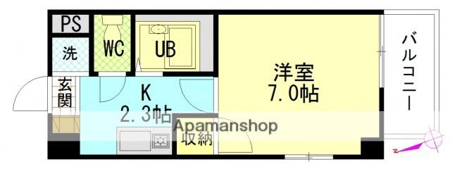 シャローム村岡(1K/2階)の間取り写真