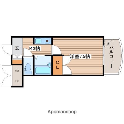 ABIRIO HIKARIMACHI(1K/2階)の間取り写真