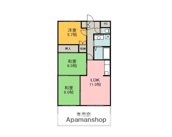 住吉コーポ(3LDK/1階)の間取り写真