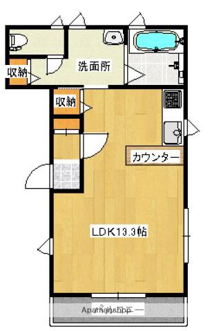 メゾンドフルールⅡ(ワンルーム/2階)の間取り写真