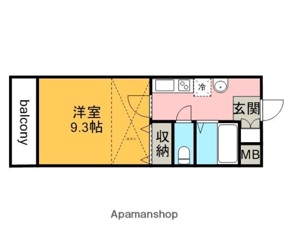 コウゴリヨービル(1K/3階)の間取り写真