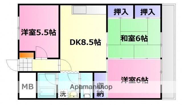 ロイヤルビュー(3DK/1階)の間取り写真