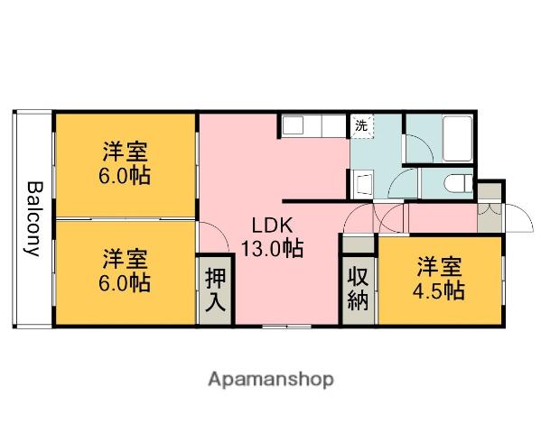 ヘルックワセダ(3LDK/3階)の間取り写真