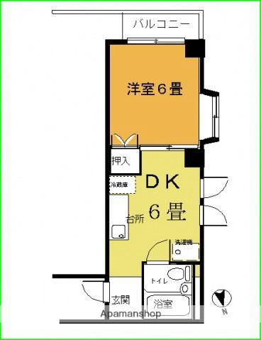 豊明ビル(1DK/2階)の間取り写真