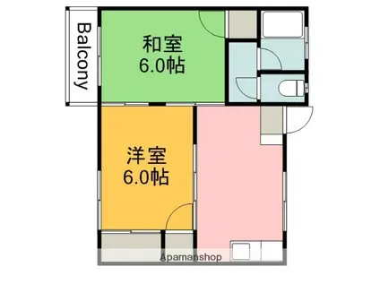 三宅第5アパート(2DK/2階)の間取り写真