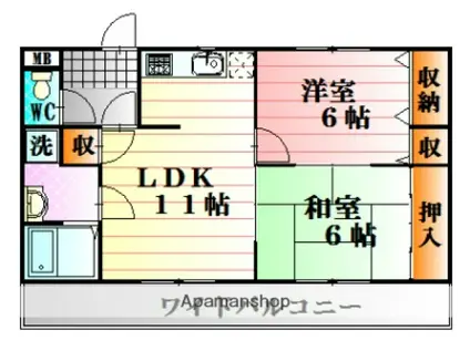 ベネッセヤマモト(2LDK/2階)の間取り写真