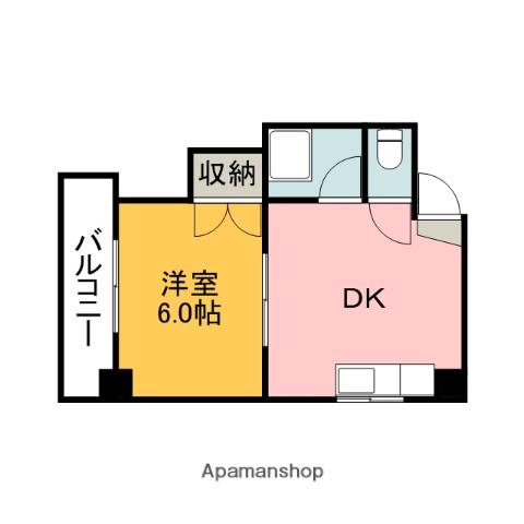 第2下野ビル(1DK/4階)の間取り写真