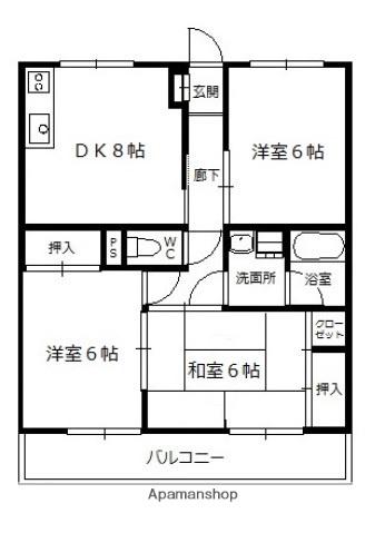 サンホープ緑井(3DK/3階)の間取り写真