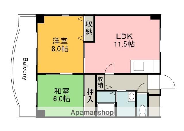 リバーサイド西口(2LDK/5階)の間取り写真
