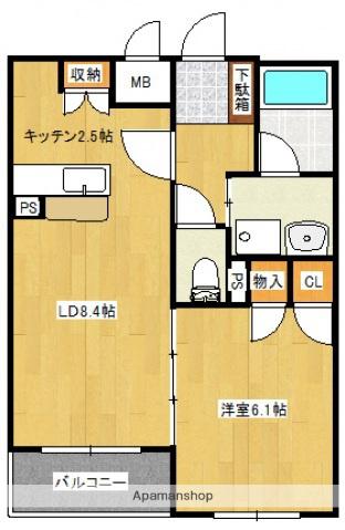 カサグランデⅢ(1LDK/2階)の間取り写真