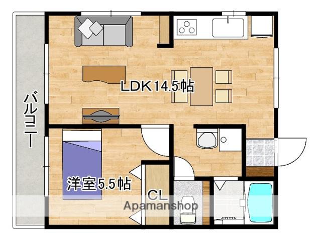 尾尻アパート(1LDK/1階)の間取り写真