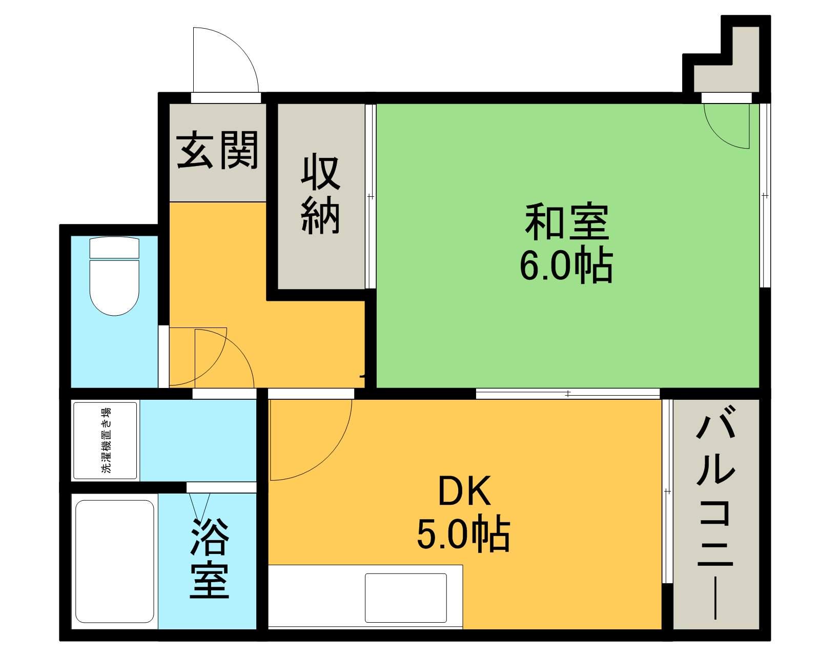 フラット光町(1DK/4階)の間取り写真