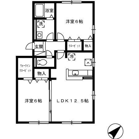 アムール祇園(2LDK/2階)の間取り写真