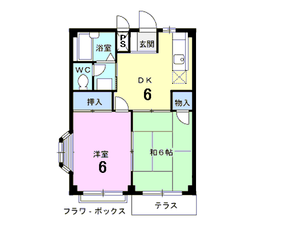 エルディム神明(2DK/1階)の間取り写真