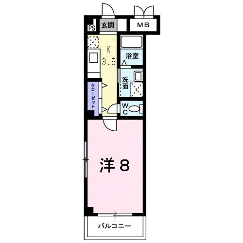 コリウス(1K/2階)の間取り写真