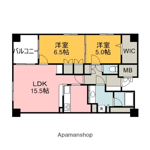 グランドメゾン幟町(2LDK/4階)の間取り写真