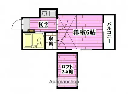 ベストハウス戸坂(1K/2階)の間取り写真