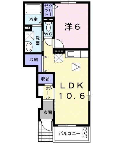 グレイススクエアA(1LDK/1階)の間取り写真